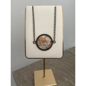 Rare Stone Pendant Necklace in Vintage Style Setting